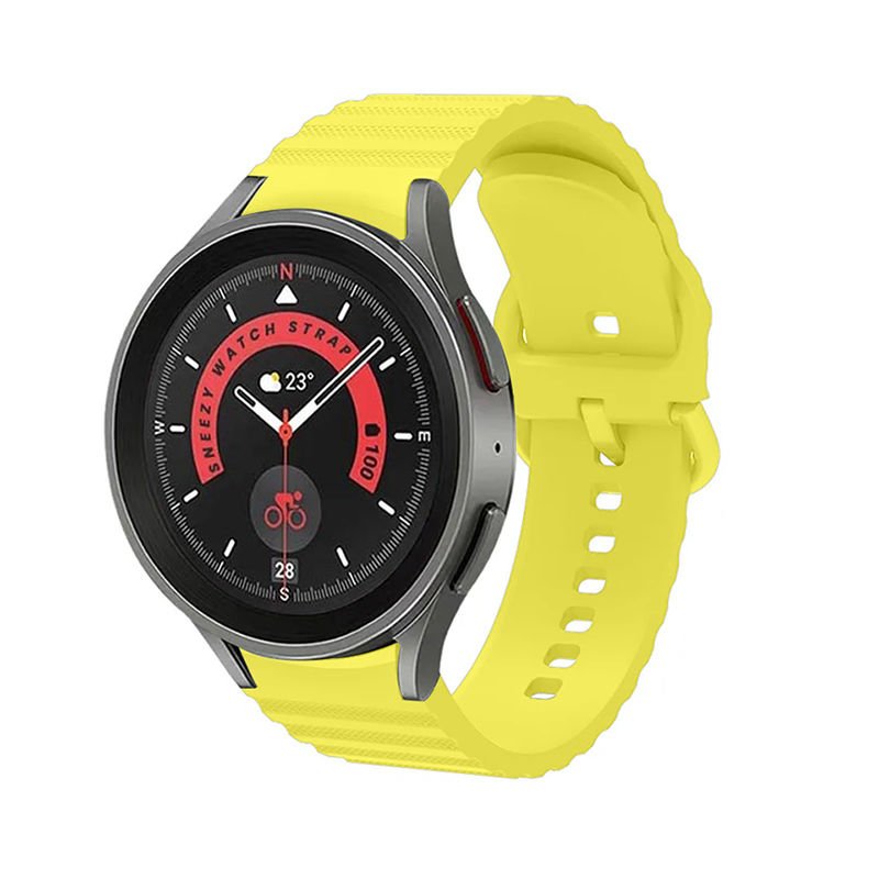 Samsung Galaxy Watch 6 40 43 44 47mm Orjinal Tasarım Kavisli Uyumlu AeroFlex Silikon Kordon Sarı - Sarı