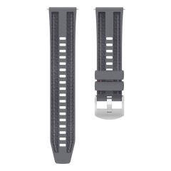 Samsung Galaxy Watch 6 47-44-43-40mm ile Uyumlu Metal Tokalı Dikiş Detaylı Şık Dokuma Silikon Kordon Gri