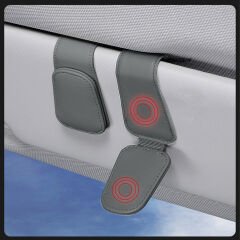 Araç İçi Gözlük Tutucu Deri Manyetik Kart ve Gözlük Tutucu Klips Oto Gözlük Tutucu Gri