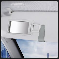 Araç İçi Gözlük Tutucu Deri Manyetik Kart ve Gözlük Tutucu Klips Oto Gözlük Tutucu Gri