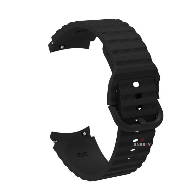 Samsung Galaxy Watch 6 40 43 44 47mm Orjinal Tasarım Kavisli Uyumlu AeroFlex Silikon Kordon Siyah - Siyah
