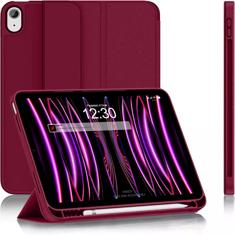 Apple iPad Air 4. 5. Nesil 10.9 İnç Uyumlu Kılıf Craft Kalem Bölmeli Uyku Modlu Kapaklı Smart Case Mürdüm - Mürdüm
