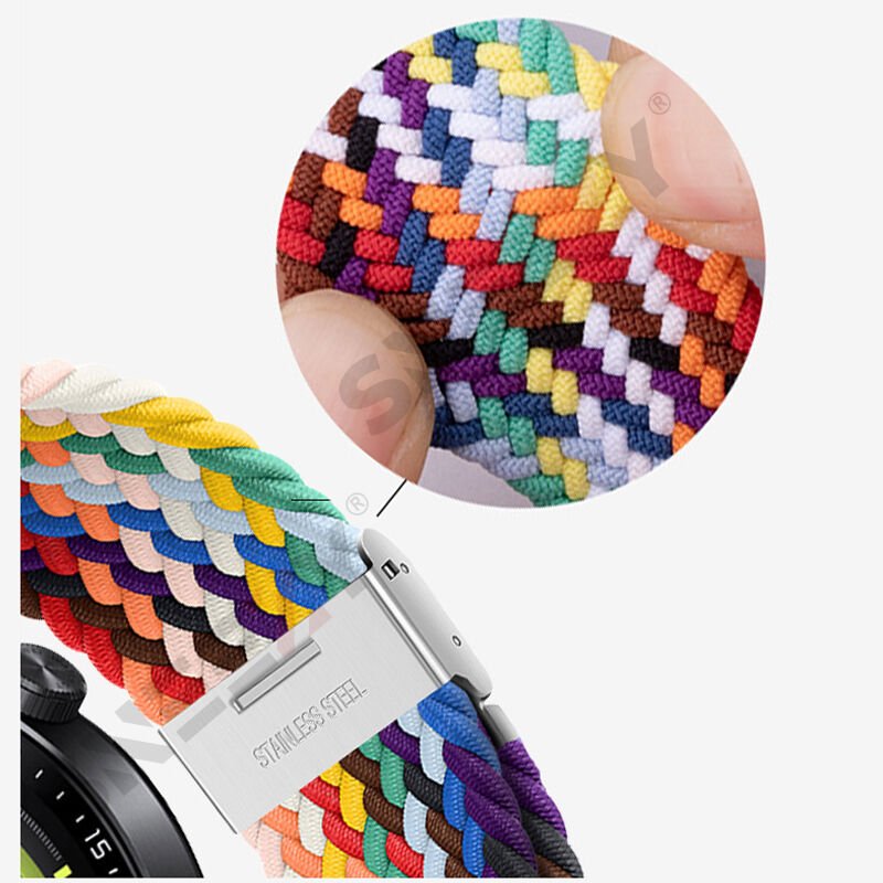 Sneezy Huawei Watch Ultimate - Watch Buds 22mm Uyumlu Metal Klips Solo Fiberlink Örgü Kordon Mürdüm - Mürdüm