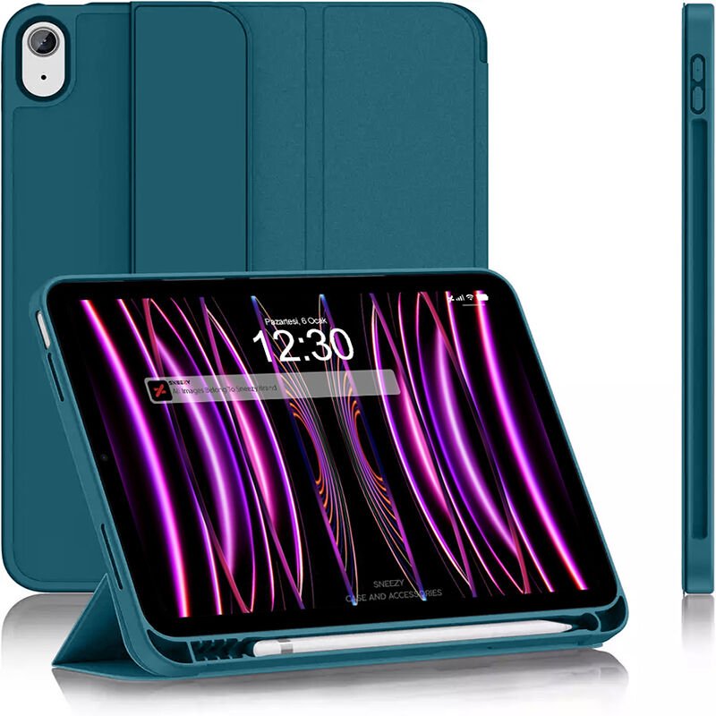 Apple iPad Air 4. 5. Nesil 10.9 İnç Uyumlu Kılıf Craft Kalem Bölmeli Uyku Modlu Kapaklı Smart Case Petrol Mavisi - Petrol Mavisi
