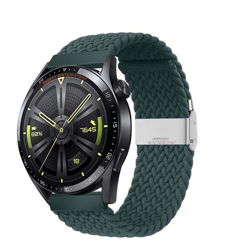 Sneezy Huawei Watch Ultimate - Watch Buds 22mm Uyumlu Metal Klips Solo Fiberlink Örgü Kordon Petrol