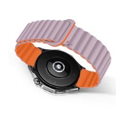 Samsung Galaxy Watch 5 40-44mm Uyumlu 20mm Harmony Duo Magnetik Silikon Kordon Lavanta - Lavanta