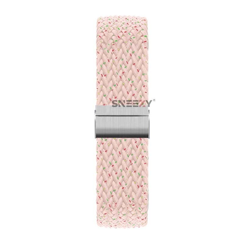 Sneezy Huawei Watch Ultimate - Watch Buds 22mm Uyumlu Metal Klips Solo Fiberlink Örgü Kordon Pudra - Pudra