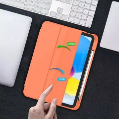 Apple iPad Air 4. 5. Nesil 10.9 İnç Uyumlu Kılıf Craft Kalem Bölmeli Uyku Modlu Kapaklı Smart Case Turuncu - Turuncu