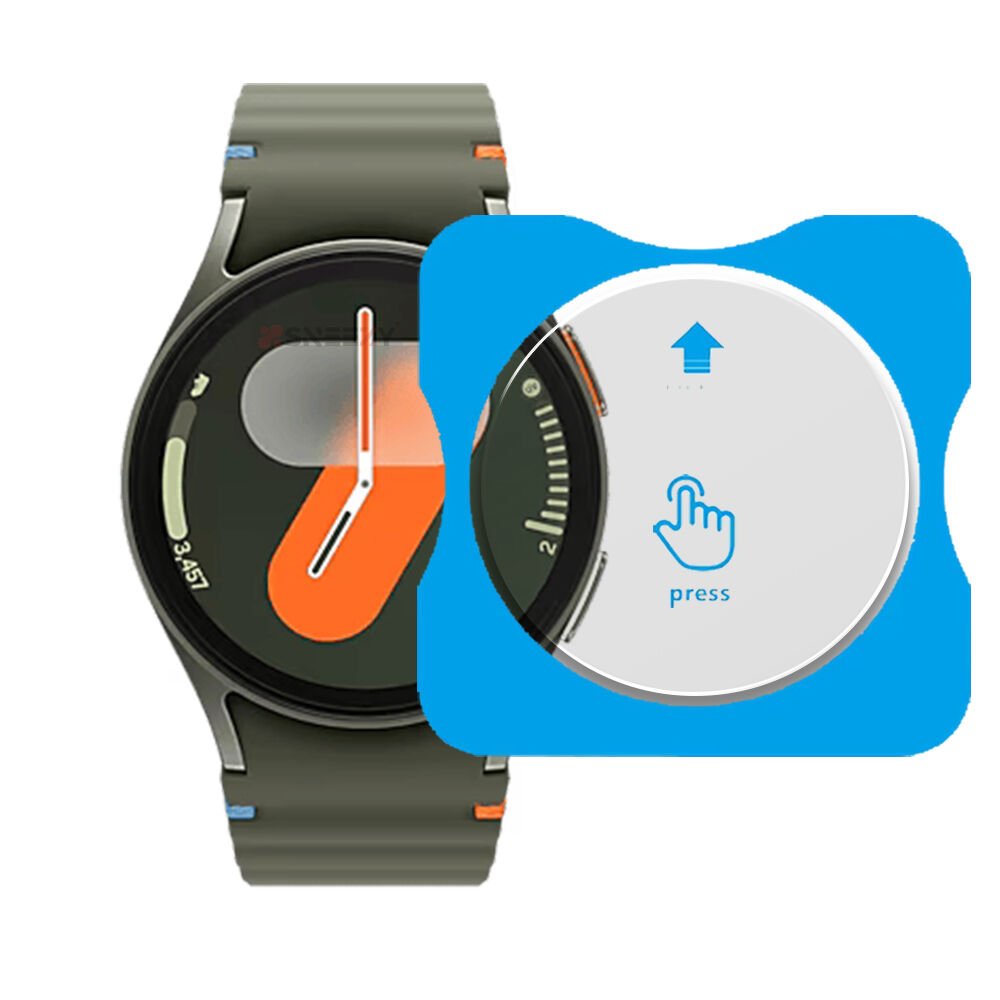 Samsung Watch 6 44mm Uyumlu Kolay Takılabilir Takma Aparatlı Temperli Cam Ekran Koruyucu