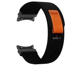 Samsung Galaxy Watch 6 40 43 44 47mm Uyumlu Wander Trail Loop Kordon Kavisli Tasarım Siyah - Siyah
