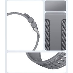 Samsung Galaxy Watch 5 45mm 44mm 40mm Uyumlu Metal Tokalı Dikiş Detaylı Şık Dokuma Silikon Kordon Gri