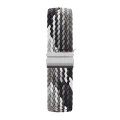Sneezy Huawei Watch Ultimate - Watch Buds 22mm Uyumlu Metal Klips Solo Fiberlink Örgü Kordon Siyah Beyaz