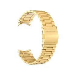 Samsung Galaxy Watch 6 40 43 44 47mm Uyumlu Kavisli Ironweft Döküm Çelik Metal Kordon Gold - Gold