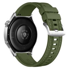 Samsung Galaxy Watch 5 45mm 44mm 40mm Uyumlu Metal Tokalı Dikiş Detaylı Şık Dokuma Silikon Kordon Haki