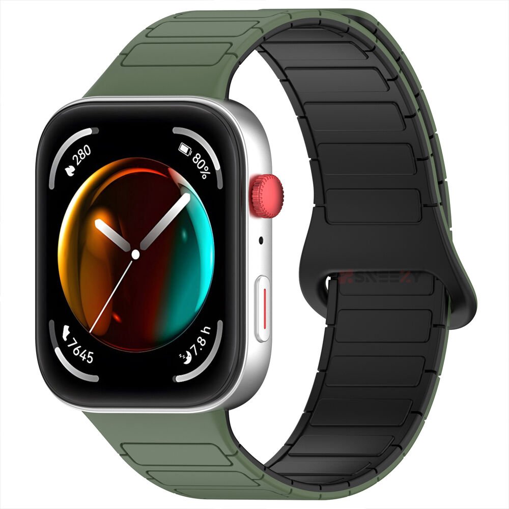 Sneezy Huawei Watch Fit 3 İle Uyumlu Manyetik DualTone Silikon Kordon Mıknatıslı