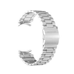 Samsung Galaxy Watch 6 40 43 44 47mm Uyumlu Kavisli Ironweft Döküm Çelik Metal Kordon Gümüş - Gümüş