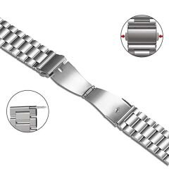 Samsung Galaxy Watch 6 40 43 44 47mm Uyumlu Kavisli Ironweft Döküm Çelik Metal Kordon Gümüş - Gümüş