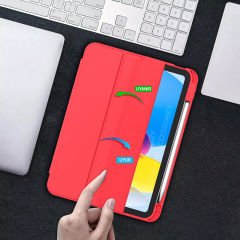Apple iPad 10.Nesil 10.9 İnç Kılıf Craft Kalem Bölmeli Uyku Modlu Kapaklı Smart Case Kırmızı - Kırmızı