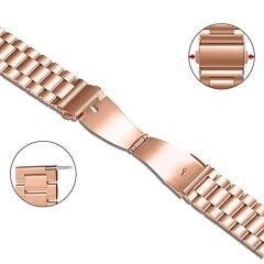 Samsung Galaxy Watch 6 40 43 44 47mm Uyumlu Kavisli Ironweft Döküm Çelik Metal Kordon Rose Gold - Rose Gold