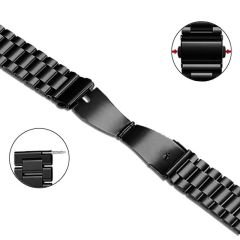 Samsung Galaxy Watch 6 40 43 44 47mm Uyumlu Kavisli Ironweft Döküm Çelik Metal Kordon Siyah - Siyah