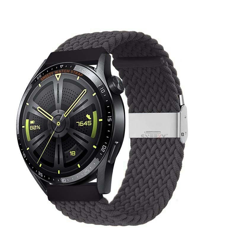 Huawei Watch GT3 Elite-Active 46mm-GT3 Pro-GT3 Se 22mm Uyumlu Metal Klips Solo Fiberlink Örgü Kordon Füme - Füme