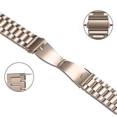 Samsung Galaxy Watch 6 40 43 44 47mm Uyumlu Kavisli Ironweft Döküm Çelik Metal Kordon Starlight - Starlight