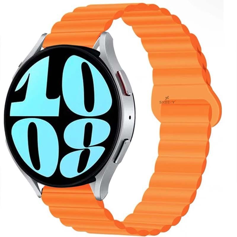 Samsung Galaxy Watch 5 40-44mm Uyumlu 20mm Harmony Duo Magnetik Silikon Kordon Turuncu - Turuncu