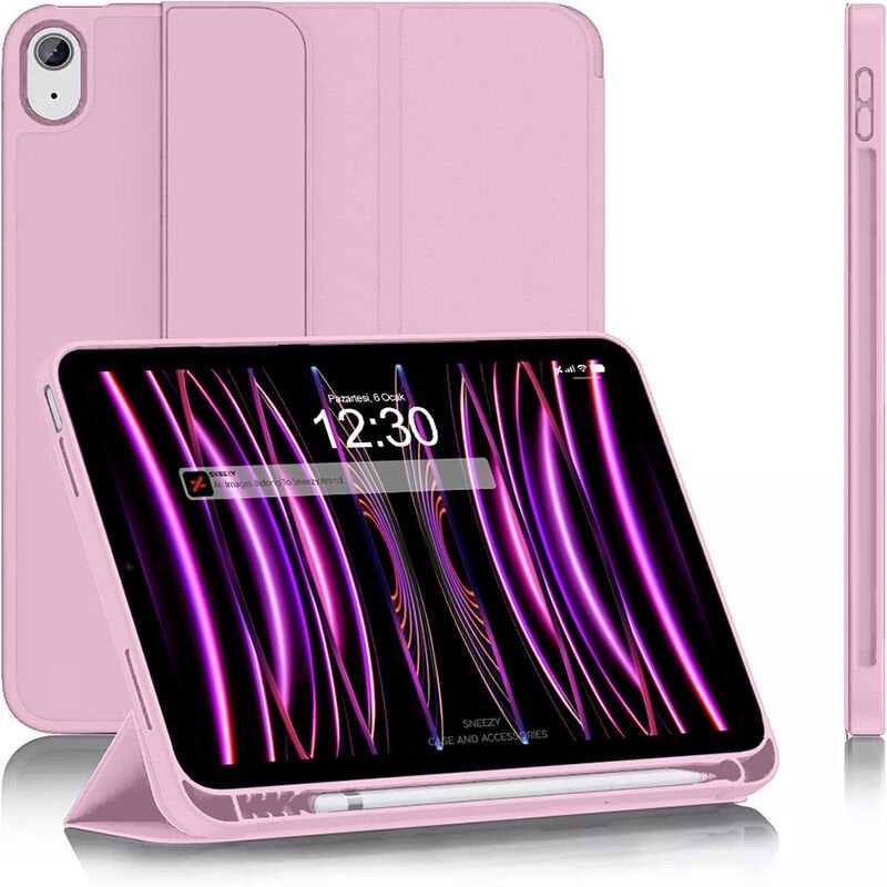 Apple iPad 10.Nesil 10.9 İnç Kılıf Craft Kalem Bölmeli Uyku Modlu Kapaklı Smart Case Pembe - Pembe