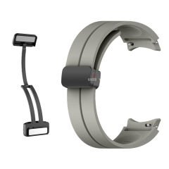 Samsung Galaxy Watch 6 40 43 44 47mm Uyumlu Kavisli Coastal Manyetik Tokalı Silikon Kordon Taş gri - Taş Gri