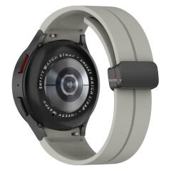 Samsung Galaxy Watch 6 40 43 44 47mm Uyumlu Kavisli Coastal Manyetik Tokalı Silikon Kordon Taş gri - Taş Gri