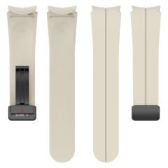 Samsung Galaxy Watch 6 40 43 44 47mm Uyumlu Kavisli Coastal Manyetik Tokalı Silikon Kordon Starlight - Starlight