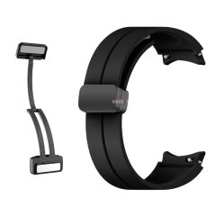 Samsung Galaxy Watch 6 40 43 44 47mm Uyumlu Kavisli Coastal Manyetik Tokalı Silikon Kordon Siyah - Siyah