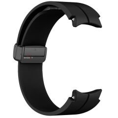 Samsung Galaxy Watch 6 40 43 44 47mm Uyumlu Kavisli Coastal Manyetik Tokalı Silikon Kordon Siyah - Siyah
