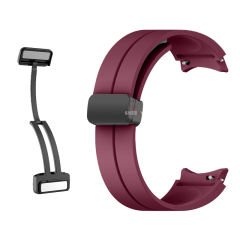 Samsung Galaxy Watch 6 40 43 44 47mm Uyumlu Kavisli Coastal Manyetik Tokalı Silikon Kordon Mürdüm - Mürdüm