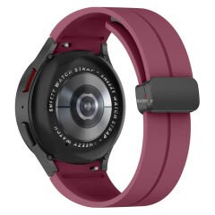 Samsung Galaxy Watch 6 40 43 44 47mm Uyumlu Kavisli Coastal Manyetik Tokalı Silikon Kordon Mürdüm - Mürdüm