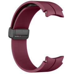 Samsung Galaxy Watch 6 40 43 44 47mm Uyumlu Kavisli Coastal Manyetik Tokalı Silikon Kordon Mürdüm - Mürdüm