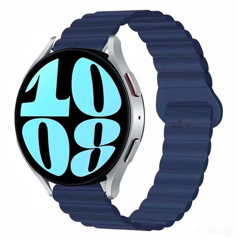 Samsung Galaxy Watch 6 – Classic 40-43-44-47mm Uyumlu 20mm Harmony Duo Magnetik Silikon Kordon Lacivert - Lacivert