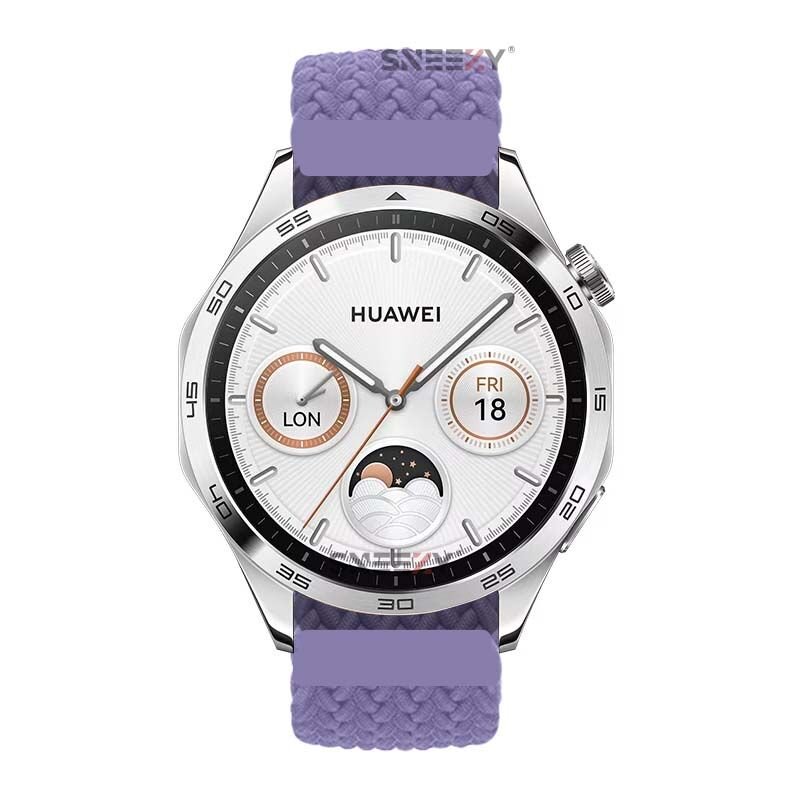 Huawei Watch GT3 Elite-Active 46mm-GT3 Pro-GT3 Se 22mm Uyumlu Metal Klips Solo Fiberlink Örgü Kordon Lila - Lila