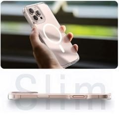 İPhone 16 Pro Max Kılıf Magsafe Wireless Kablosuz Şarj Destekli Sert Silikon Şeffaf Kapak Manyetik