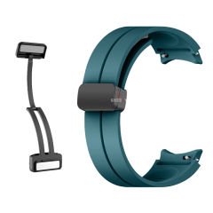 Samsung Galaxy Watch 6 40 43 44 47mm Uyumlu Kavisli Coastal Manyetik Tokalı Silikon Kordon Petrol Mavisi - Petrol Mavisi