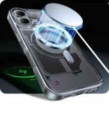 İPhone 16 Kılıf Magsafe Wireless Kablosuz Şarj Destekli Sert Silikon Şeffaf Kapak Manyetik