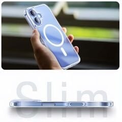 İPhone 16 Kılıf Magsafe Wireless Kablosuz Şarj Destekli Sert Silikon Şeffaf Kapak Manyetik