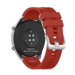 Samsung Galaxy Watch 46mm R800 – Watch 3 45mm R840 22mm Uyumlu NovaGT Supreme Silikon Kordon Koyu Kırmı