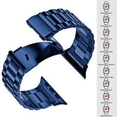 Apple Watch Ultra Seri 49mm Uyumlu Ironweft Döküm Çelik Metal Kordon Lacivert