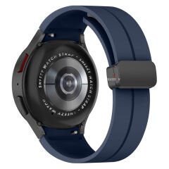 Samsung Galaxy Watch 6 40 43 44 47mm Uyumlu Kavisli Coastal Manyetik Tokalı Silikon Kordon Lacivert - Lacivert