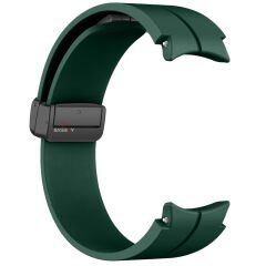 Samsung Galaxy Watch 6 40 43 44 47mm Uyumlu Kavisli Coastal Manyetik Tokalı Silikon Kordon Koyu Yeşil - Koyu Yeşil
