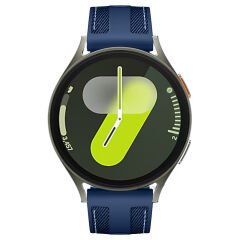 Sneezy Samsung Galaxy Watch 7 44mm 40mm Uyumlu Metal Tokalı Dikiş Detaylı Şık Dokuma Silikon Kordon Lacivert