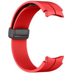 Samsung Galaxy Watch 6 40 43 44 47mm Uyumlu Kavisli Coastal Manyetik Tokalı Silikon Kordon Kırmızı - Kırmızı