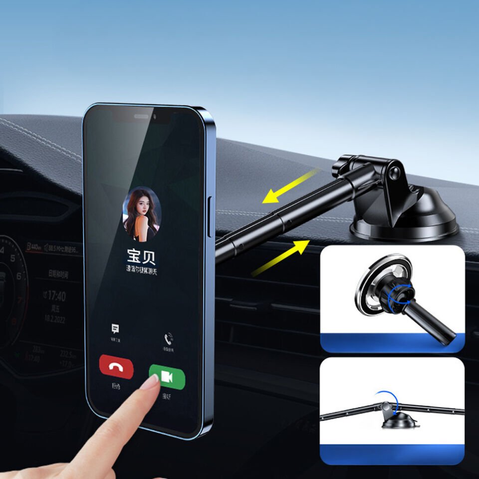 Araç İçi Manyetik Telefon Tutucu Vantuzlu Dashboard Cam Montajlı Teleskopik Ayarlanabilir Telefon Standı