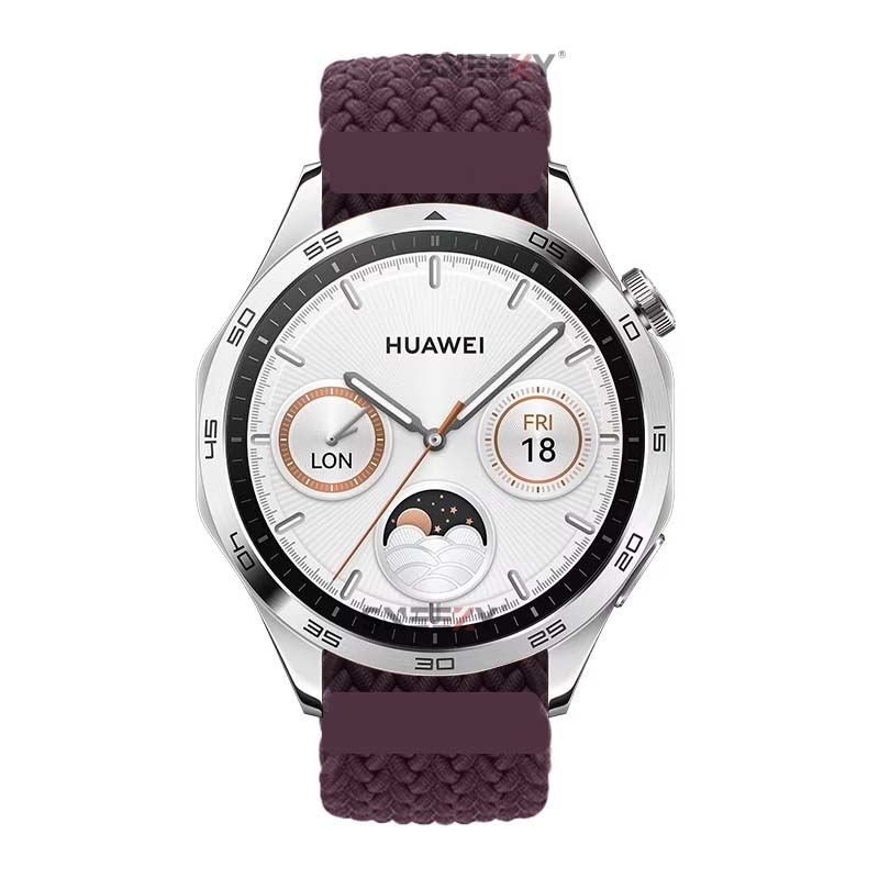 Huawei Watch GT3 Elite-Active 46mm-GT3 Pro-GT3 Se 22mm Uyumlu Metal Klips Solo Fiberlink Örgü Kordon Mürdüm - Mürdüm